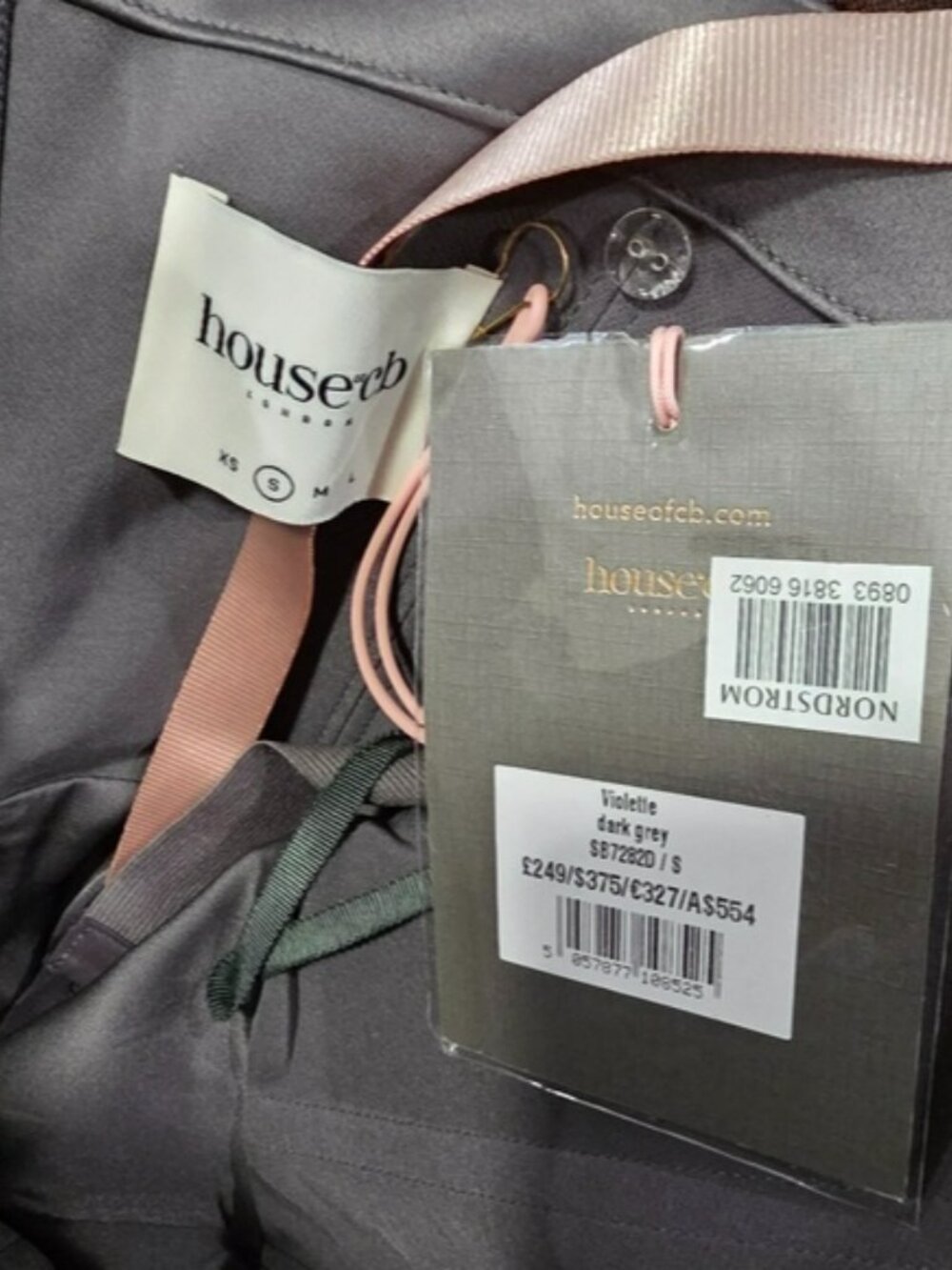 House Of CB Violette shadow Grey satin fishtail gown Mermaid Maxi Dress S NWT - Picture 7 of 7